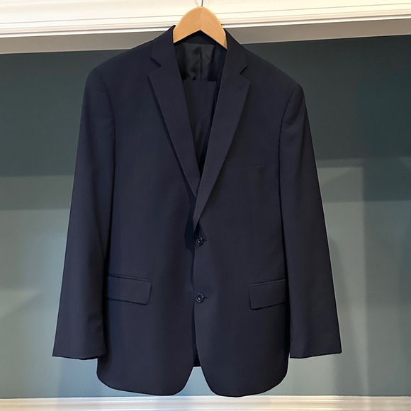 MICHAEL KORS Men’s Navy Wool Blend Blue Micro Checks Suit Jacket 42R - Picture 2 of 7